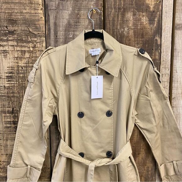 NWT Lovers and Friends Rachel Ridley Trench Coat Beige khaki belted Revolve XS - Picture 12 of 13